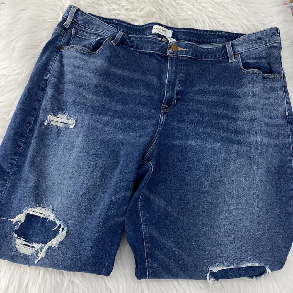 Lane Bryant 26 skinny jeans medium wash distressed super stretch
